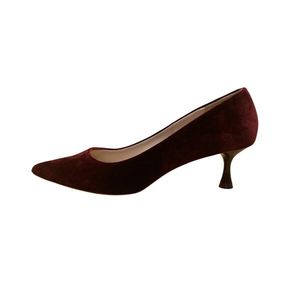 Zara Women’s Burgundy Velvet Classic Pointed Toe Low Heel Pumps Size EU38/US8 - Picture 4 of 8